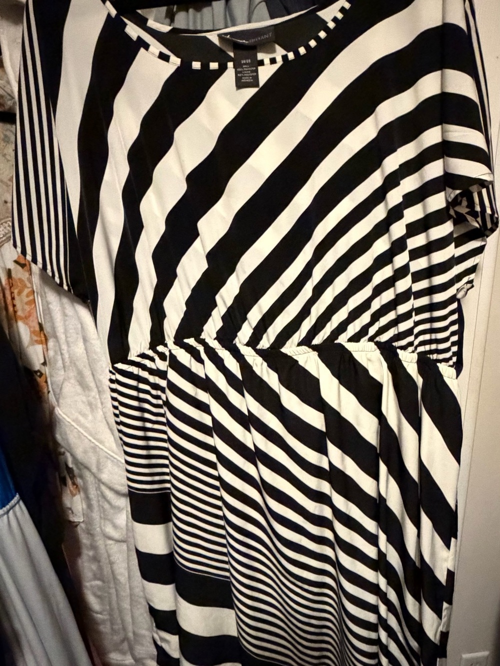 Lane Bryant Black and White Striped Fit-and-Flare Dress